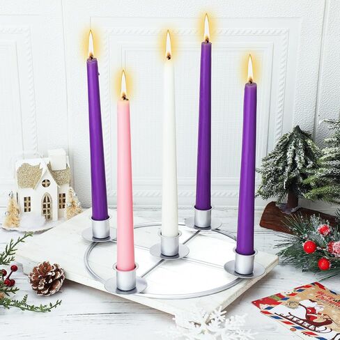 1 Pack Christmas Advent Wreath Candle Holder 5 Candle 8.5 Inch Advent Wreath Ring Table Decoration Xmas Metal Ring for Christmas Holiday Home Decor (Gold) in Saudi Arabia