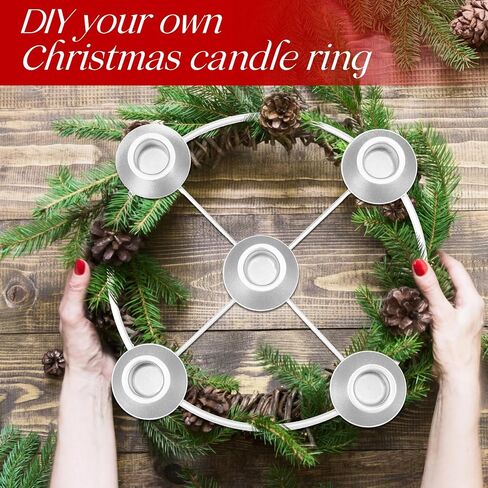 1 Pack Christmas Advent Wreath Candle Holder 5 Candle 8.5 Inch Advent Wreath Ring Table Decoration Xmas Metal Ring for Christmas Holiday Home Decor (Gold) in Saudi Arabia