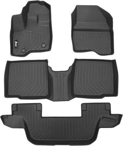 سجادات أرضية IKON MOTORSPORTS ثلاثية الأبعاد TPE، متوافقة مع مقعد Ford Explorer 2011-2015، وبطانات مضادة للانزلاق مقاومة للماء لجميع الأحوال الجوية، مجموعة كاملة من ملحقات السيارة للصف الأمامي والثاني، أسود in Saudi Arabia
