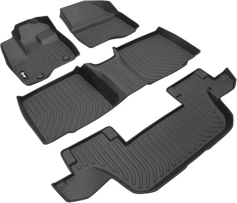 سجادات أرضية IKON MOTORSPORTS ثلاثية الأبعاد TPE، متوافقة مع مقعد Ford Explorer 2011-2015، وبطانات مضادة للانزلاق مقاومة للماء لجميع الأحوال الجوية، مجموعة كاملة من ملحقات السيارة للصف الأمامي والثاني، أسود in Saudi Arabia