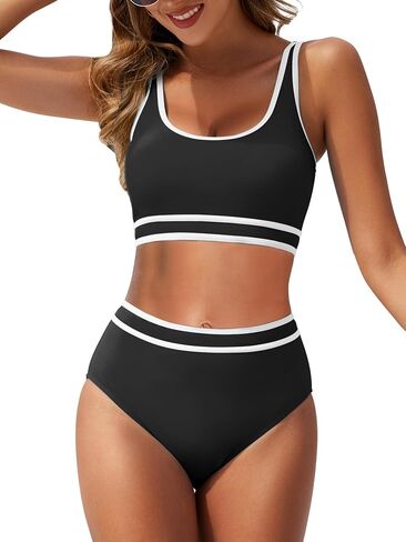 American Trends Womens Bikini Sets Two Piece Swimsuit for Women High Waisted Swim Suit 2025 Sporty Bathing Suit in Saudi Arabia