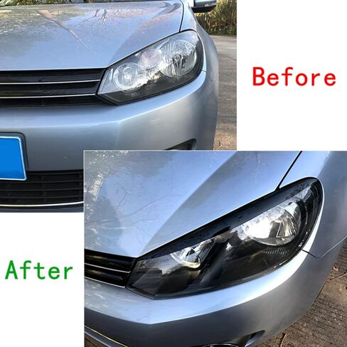 MK6 Headlights Eyebrows 2PCS Front Headlight Eye Lid Left Right Glossy Black Modification Replacement for 6 MK6 2008‑2012 in Saudi Arabia