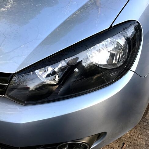 MK6 Headlights Eyebrows 2PCS Front Headlight Eye Lid Left Right Glossy Black Modification Replacement for 6 MK6 2008‑2012 in Saudi Arabia