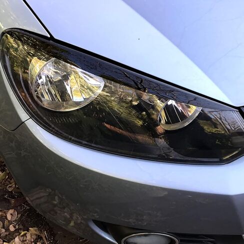 MK6 Headlights Eyebrows 2PCS Front Headlight Eye Lid Left Right Glossy Black Modification Replacement for 6 MK6 2008‑2012 in Saudi Arabia
