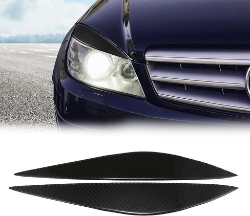 X AUTOHAUX زوج واحد من غطاء غطاء العين الأمامي ملصق تزيين لسيارة Mercedes-Benz C E Class W204 2008-2011 من ألياف الكربون بنمط الحواجب باللون الأسود in Saudi Arabia