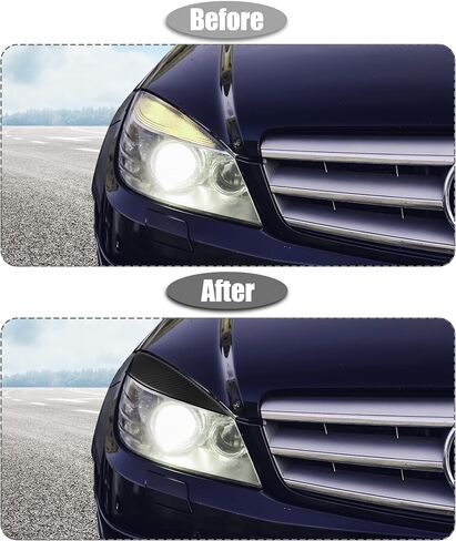 X AUTOHAUX زوج واحد من غطاء غطاء العين الأمامي ملصق تزيين لسيارة Mercedes-Benz C E Class W204 2008-2011 من ألياف الكربون بنمط الحواجب باللون الأسود in Saudi Arabia