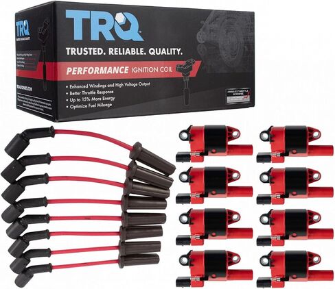 TRQ Ignition Kit Ignition Coil Spark Plugs Wire Set Compatible with 09 Buick 09-14 Cadillac 09-16 Chevrolet 09-15 GMC 09-10 Hummer 08-09 Pontiac Saab in Saudi Arabia