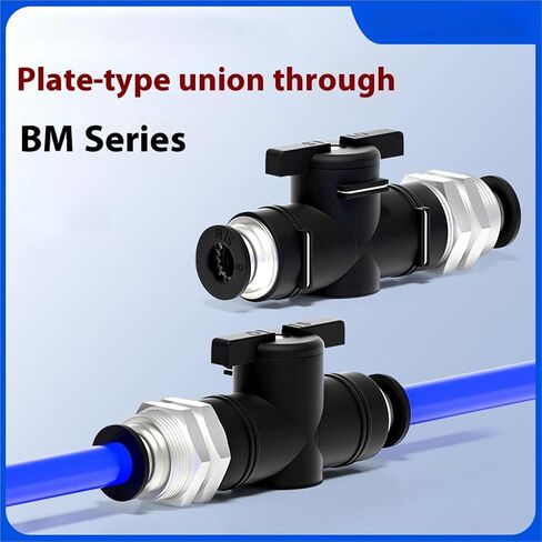 1PCS Air Valve BM Bulkhead Pneumatic Connectors Push in Quick Connector Hand Valve to Turn Switch Manual Ball Current Limiting(BM8-8) in Saudi Arabia