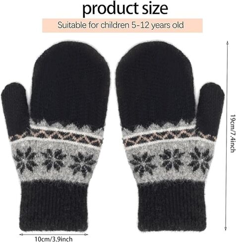 Kids-Winter-Mittens Boys-Girls-Girls Outdoor-Warm-Soft Snowflakes-Gloves Stretchy for 5-10years Kids in Saudi Arabia