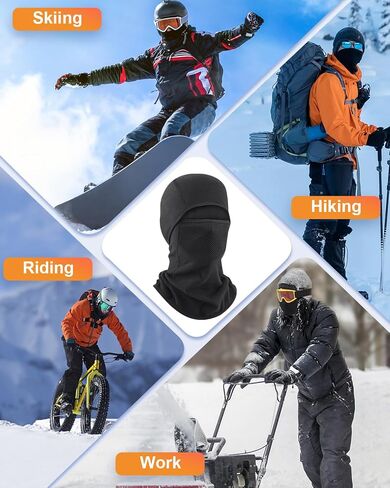Breathable Winter Balaclava Ski Mask, Black Thermal Fack Masks for Men Women Cold Weather Gear for Outdoor Work, Skiing, Riding, Motorcycle & Hunting in Saudi Arabia