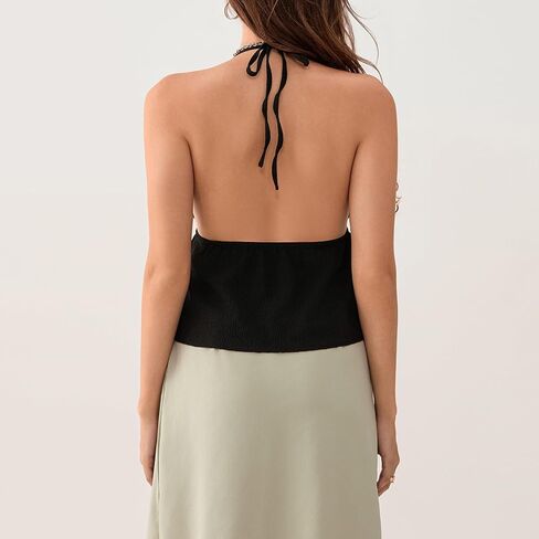 Women's Summer Y2K Tie Front Camisoles Sexy Halter V-Neck Cute Babydoll Bandana Going Out Tops in Kuwait