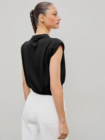 CIDER V-Neck Solid Pleated Crop Top in Saudi Arabia