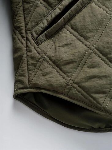 Women's Fake Two Piece Splicing Hooded Long Sleeve Diamond Pattern Quilted Jacket Coat Casual Streetwear Style in Saudi Arabia