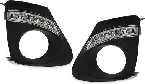 HECASA Fog Light Bezel W/LED Compatible with 2011-2013 Toyota Corolla Daytime Running Light DRL Front Bumper Signal Fog Lamp Cover Trims Black Left & Right in Saudi Arabia