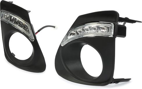 HECASA Fog Light Bezel W/LED Compatible with 2011-2013 Toyota Corolla Daytime Running Light DRL Front Bumper Signal Fog Lamp Cover Trims Black Left & Right in Saudi Arabia