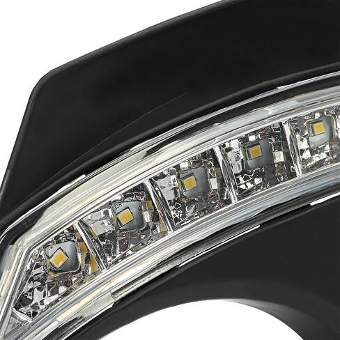 HECASA Fog Light Bezel W/LED Compatible with 2011-2013 Toyota Corolla Daytime Running Light DRL Front Bumper Signal Fog Lamp Cover Trims Black Left & Right in Saudi Arabia
