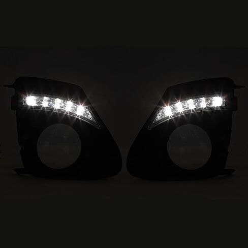 HECASA Fog Light Bezel W/LED Compatible with 2011-2013 Toyota Corolla Daytime Running Light DRL Front Bumper Signal Fog Lamp Cover Trims Black Left & Right in Saudi Arabia