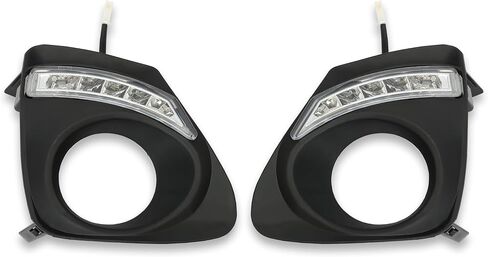 HECASA Fog Light Bezel W/LED Compatible with 2011-2013 Toyota Corolla Daytime Running Light DRL Front Bumper Signal Fog Lamp Cover Trims Black Left & Right in Saudi Arabia