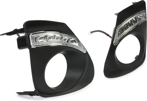 HECASA Fog Light Bezel W/LED Compatible with 2011-2013 Toyota Corolla Daytime Running Light DRL Front Bumper Signal Fog Lamp Cover Trims Black Left & Right in Saudi Arabia