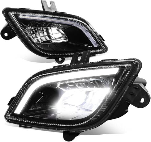 مصابيح الضباب LED الكاملة من Auto Dynasty متوافقة مع 2018-2024 Freightliner Cascadia، مصابيح الضباب الأمامية ثلاثية الأبعاد LED DRL للقيادة، جانب السائق والراكب، غطاء أسود in Saudi Arabia
