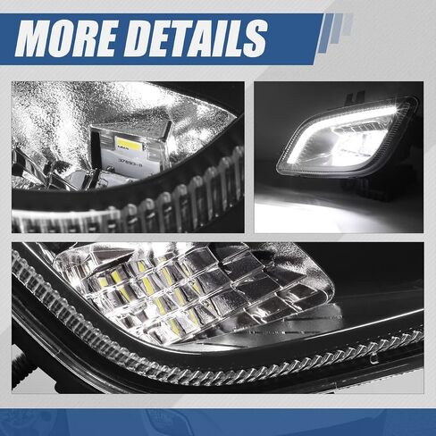 مصابيح الضباب LED الكاملة من Auto Dynasty متوافقة مع 2018-2024 Freightliner Cascadia، مصابيح الضباب الأمامية ثلاثية الأبعاد LED DRL للقيادة، جانب السائق والراكب، غطاء أسود in Saudi Arabia