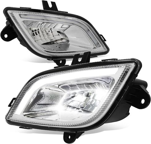 Auto Dynasty Full LED Fog lights Compatible with 2018-2024 Freightliner Cascadia, 3D LED DRL Front Bumper Driving Fog Light Lamps, Driver and Passenger Side, Black Housing in Saudi Arabia