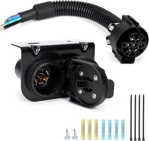 4/7 Pin Trailer Towing Harness Connector, 40974 Trailer Brake Wiring Harness 4/7 Plug Connector with Bracket Compatible with Ford F-150, F-250, F-350, Tacoma, Dodge Durango, GMC in Saudi Arabia