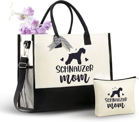 InnoBeta Schnauzer Gifts Canvas Tote Bag, Schnauzer Bag with Top Zipper Closure and Shoulder Strap for Birthday, Mother's Day, Christmas in Saudi Arabia