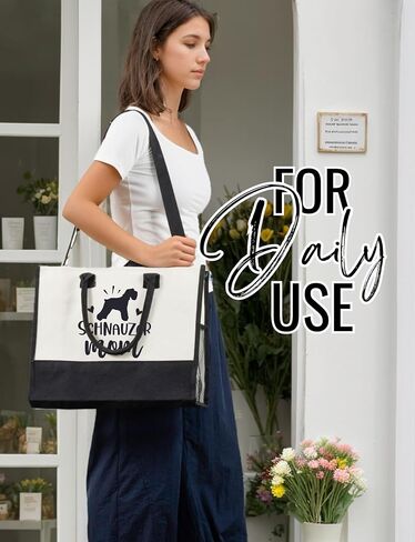 InnoBeta Schnauzer Gifts Canvas Tote Bag, Schnauzer Bag with Top Zipper Closure and Shoulder Strap for Birthday, Mother's Day, Christmas in Saudi Arabia