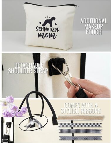 InnoBeta Schnauzer Gifts Canvas Tote Bag, Schnauzer Bag with Top Zipper Closure and Shoulder Strap for Birthday, Mother's Day, Christmas in Saudi Arabia
