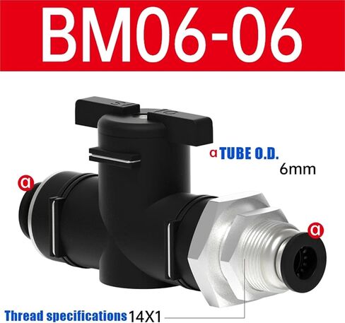 1PCS Air Valve BM Bulkhead Pneumatic Connectors Push in Quick Connector Hand Valve to Turn Switch Manual Ball Current Limiting(BM8-8) in Saudi Arabia