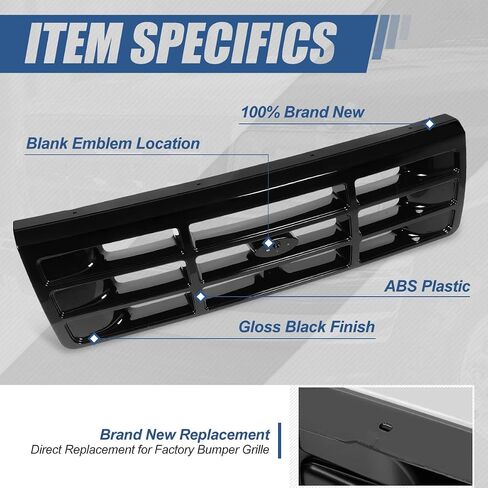 Auto Dynasty Factory Style Front Bumper Grill Grille Compatible with Ford Bronco F150 F250 F350 F53 F59 F-Series Super Duty 1992-1997, Polished Chrome in Saudi Arabia