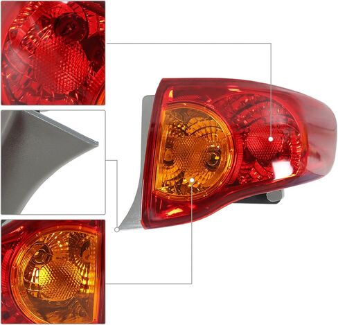 GXYWADY Rear Brake Light Red Tail Light Cover Replacement for 2009 2010 Toyota Corolla 8156002460 Left Side Taillight Parts Brake Signal Stop Lamp in Saudi Arabia
