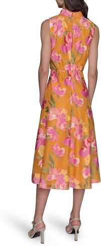KARL LAGERFELD Womens Sleeveless Roll Neck Cinch Waist Midi Dress in Saudi Arabia