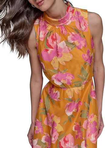 KARL LAGERFELD Womens Sleeveless Roll Neck Cinch Waist Midi Dress in Saudi Arabia