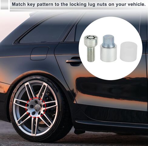 Wheel Lock Lugnut with Bolt Kit for Audi A4L A5 A6L Q2L Q3 Q5 Q7 A8 Type x Anti-Theft Screw Nut Removal Key Socket 1 Set in Saudi Arabia