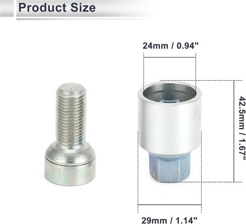 Wheel Lock Lugnut with Bolt Kit for Audi A4L A5 A6L Q2L Q3 Q5 Q7 A8 Type x Anti-Theft Screw Nut Removal Key Socket 1 Set in Saudi Arabia