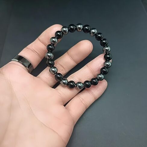 سوار جذب المال مع عين النمر الهيماتيت حجر السج الأسود - سوار الصداقة أساور حماية المجوهرات المطرزة in Saudi Arabia