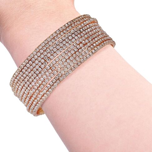 GUESS Rose-Gold-Tone 10 Stackable Clear Rhinestone Stretch Bracelet Set in Saudi Arabia