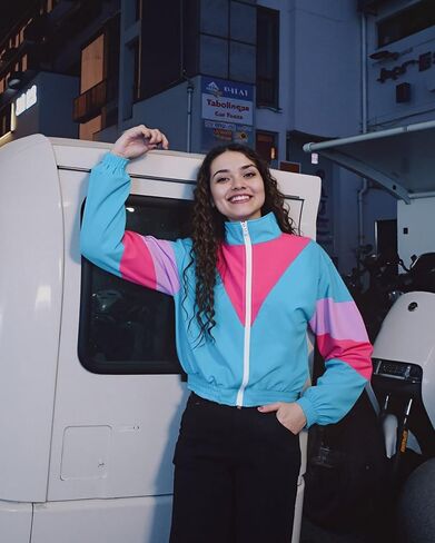 UOUA 80s Windbreaker Jacket for Women Retro Color Block Wind Breaker Long Sleeve Reversible Casual Coat in Saudi Arabia