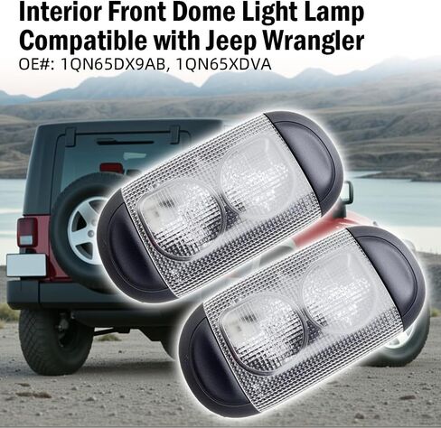 Riloer مصباح إضاءة أمامي داخلي قطعة واحدة عدسة شفافة 1QN65DX9AB متوافق مع Jeep Wrangler 2010-2018 in Saudi Arabia