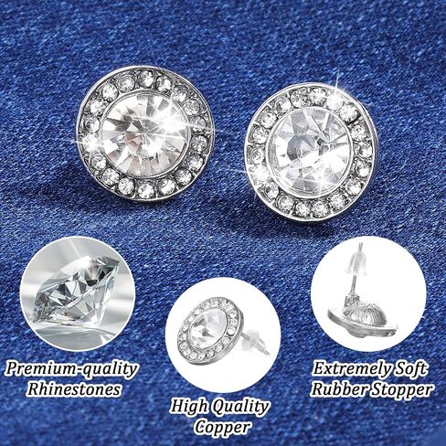 Rhinestone Earrings 3 Pairs Round Shaped Acrylic Stone Inside Crystal Halo Stud Earrings for Dance Competitions Stage Opera Performance Wedding Earring Jewelry (Silver) in Saudi Arabia