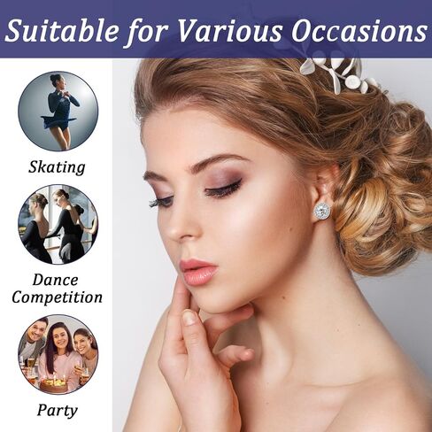 Rhinestone Earrings 3 Pairs Round Shaped Acrylic Stone Inside Crystal Halo Stud Earrings for Dance Competitions Stage Opera Performance Wedding Earring Jewelry (Silver) in Saudi Arabia