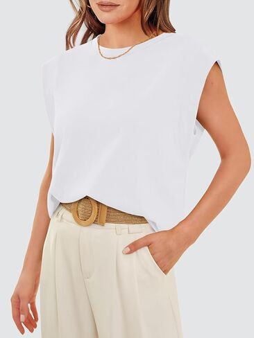 REORIA Womens Summer Cap Sleeve Cotton Tank Tops 2025 Fashion Outfits Loose Fit Dressy Basic Tees Shirts in Saudi Arabia