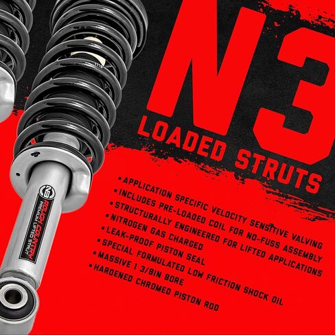 Rough Country 4" Loaded N3 Lifted Struts for 2009-2013 Ford F-150 4WD - 501054, Silver in Saudi Arabia