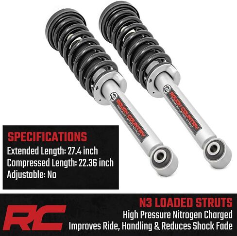 Rough Country 4" Loaded N3 Lifted Struts for 2009-2013 Ford F-150 4WD - 501054, Silver in Saudi Arabia