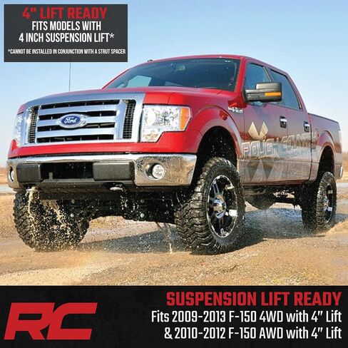 Rough Country 4" Loaded N3 Lifted Struts for 2009-2013 Ford F-150 4WD - 501054, Silver in Saudi Arabia