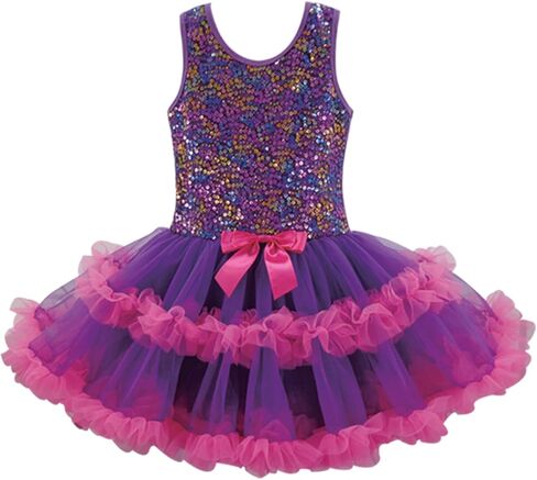 Popatu Little Girl's Sequin Bodice Petti Tutu Dress for Birthdays and Special Occassions, Size XS to Large in Saudi Arabia