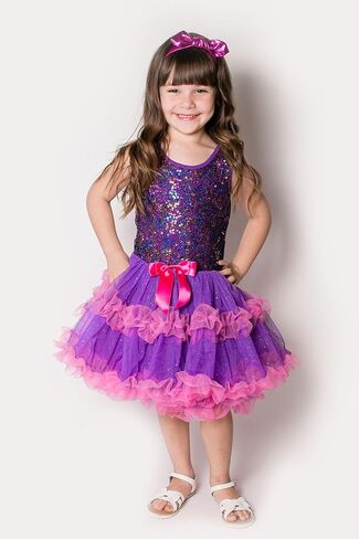 Popatu Little Girl's Sequin Bodice Petti Tutu Dress for Birthdays and Special Occassions, Size XS to Large in Saudi Arabia