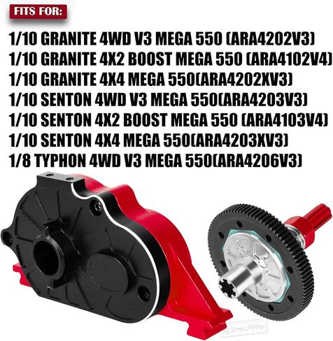 RcarmumbWow RC Motor Mount Gear Cover & 91T Spur Gear Slipper w/ 3.175mm 21T 23T 25T Pinions Upgrades Part for 1/10 1/10 Granite 4X4 Mega550(ARA4202XV3),Navy Blue in Kuwait